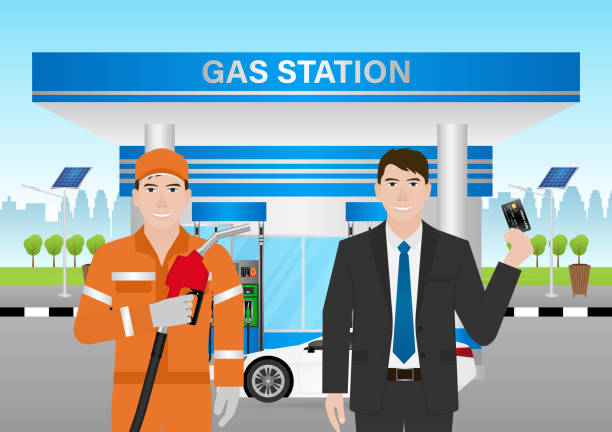 istock Man Making Payment by Credit Card  for Refueling Car at Gas Station. 2196497205