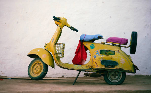 Yellow Scooter on the Khuri Streets, Jaisalmer, Rajasthan