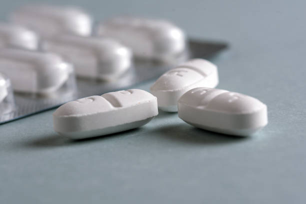 istock Close-Up of White Tablets with A9 Imprint and Blister Pack 2196506090