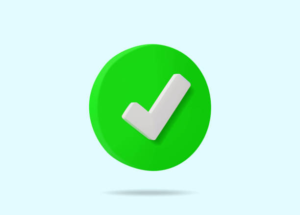 istock 3D vector render illustration of white minimalist check mark icon on green circle background used for approval, confirmation, success, done, passed, UI ,UX symbol, website, app, digital notification 2196509384