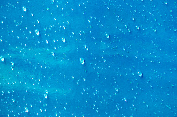 Water ( rain ) drops on a blue background ... copy space.