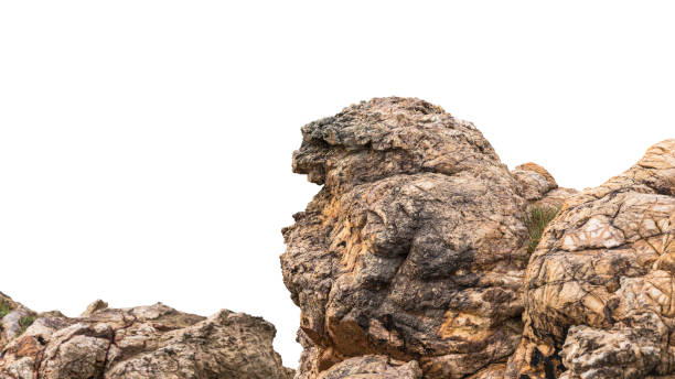 Rock stone isolated, Cliff mountain on white backgrounds well material design, clipping paths