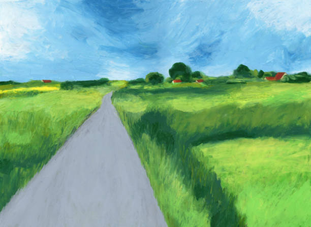 istock Illustration of a rural landscape in oil pastel 2196512973