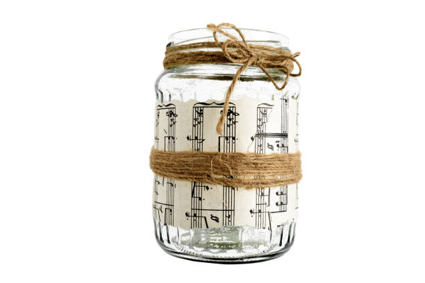 Glass jar decorated as a vase handmade in vintage style