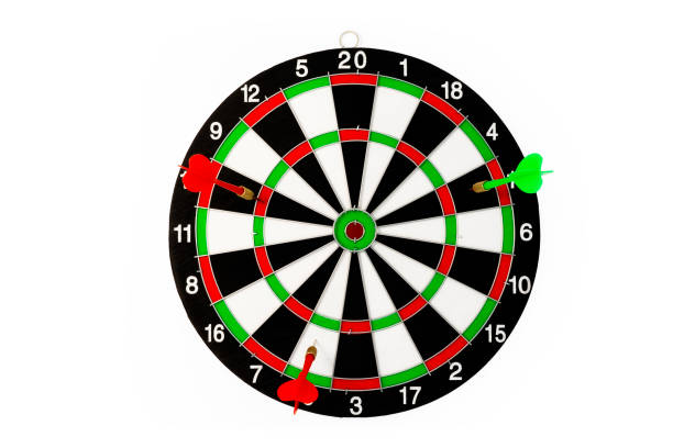 istock Dart board game isolated on a white background, Hit the target 2196515355