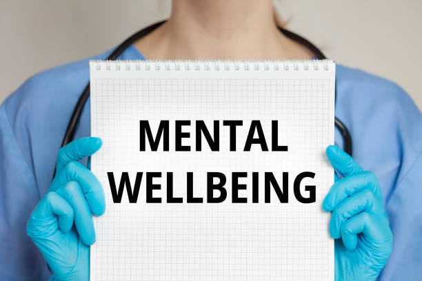 istock Mental wellbeing inscription text medical theme background 2196515420
