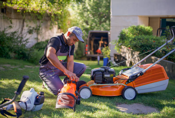 istock Professional Landscaper Trim With Pole Saw In Garden. 2196519553