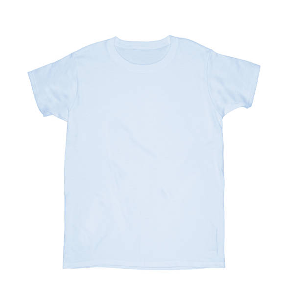 istock Empty blue T-shirt on a white background close-up 2196520268