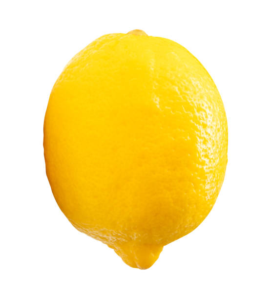 istock Top view of one yellow lemon fruit isolated on white background with clipping path 2196523081