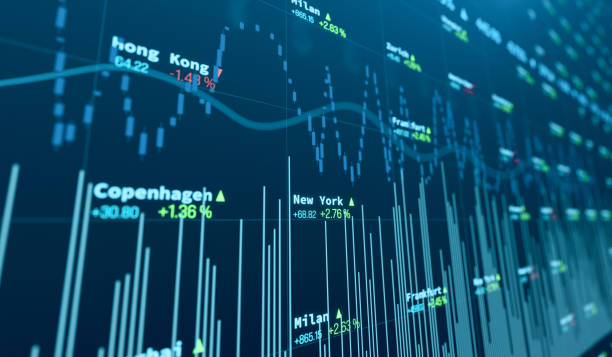 istock Abstract composition of stock exchange charts, bar graph and market data. 2196523623
