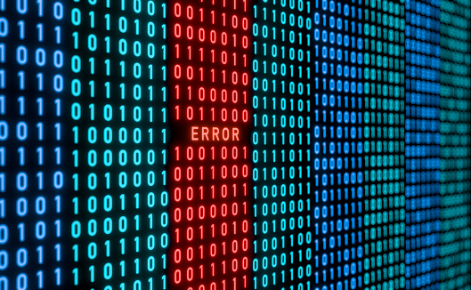 Error Warning Sign Binary Code With Red Signal System Malfunction Stock ...