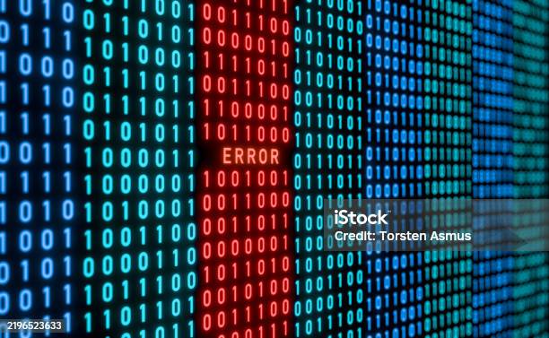 Error Warning Sign Binary Code With Red Signal System Malfunction Stock ...