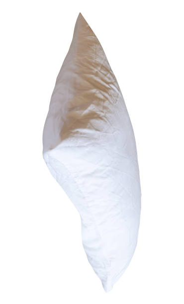 istock Top view of white pillow with pillow case after guest use isolated on white background with clipping path 2196524079