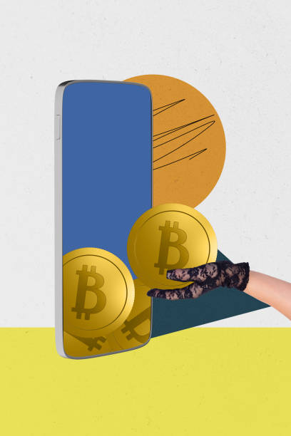 istock Vertical collage picture smartphone display touchscreen bitcoin wallet app internet trading currency money earnings rich investor 2196536941