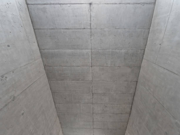 istock rough casting with the remains of formwork casting with concrete mix. visually recognized imprints of ceiling planks, as under a bridge, texture, background, a durable solution for a civil cover roof 2196538690