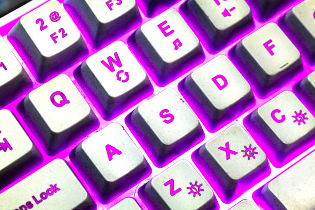 Beautiful purple light RGB keyboard with WASD keys