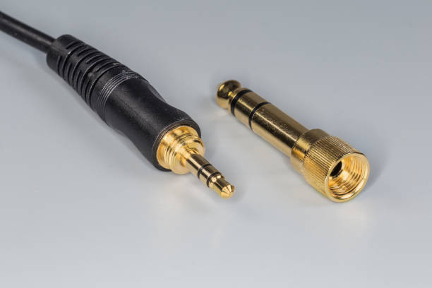 istock Analog audio stereo cable and adapter mini-Jack to Jack 2196542754