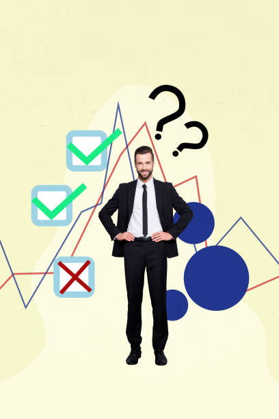 istock Sketch image trend artwork 3D photo collage of young confident office manager guy answer questions mark yes no questionnaire make choice 2196549047