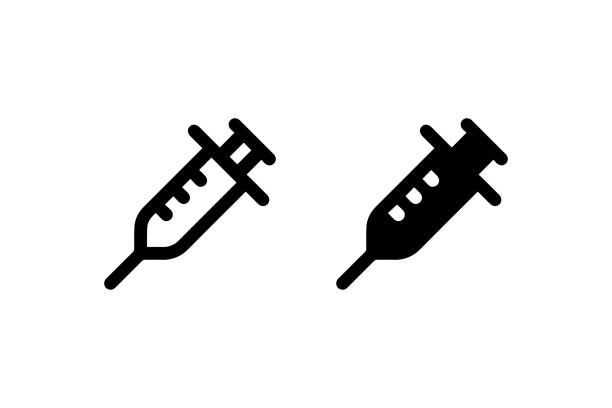 ilustraciones, imágenes clip art, dibujos animados e iconos de stock de inyección de jeringa conjunto de iconos médicos vector - vacunación