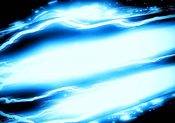 3d rendering of glowing blue lightning on a black background