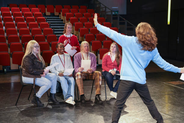 istock Group of disabled people on stage during rehearsal 2196555328