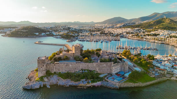 istock Aerial view of Bodrum Castle at sunset, Turkey 2196558316