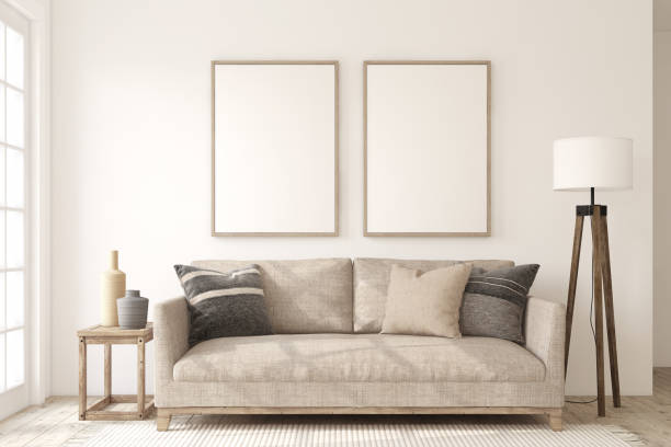 istock Living-room interior in scandinavian style. Frame mockup. 3d render. 2196558635