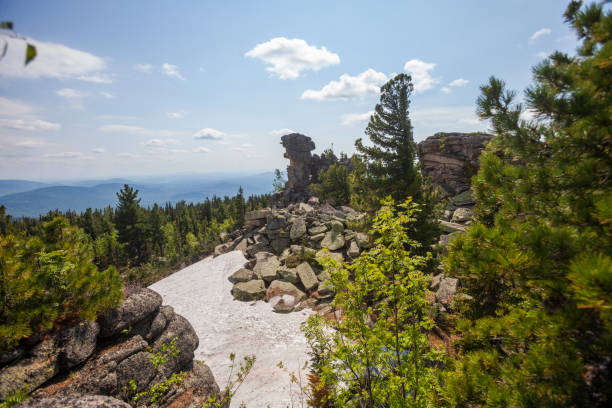 istock Remnants pillars, Mount Zelenaya. Sheregesh, Russia 2196558802
