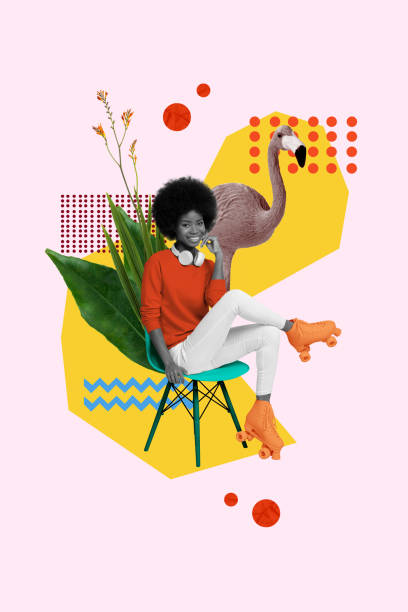 istock Vertical creative collage picture sitting young girl entertainment leisure rollers skaters activity weekend carefree drawing background 2196559557