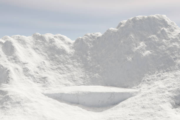 A stark, bright snow edge border isolated on a dark background. Minimalist composition, design element