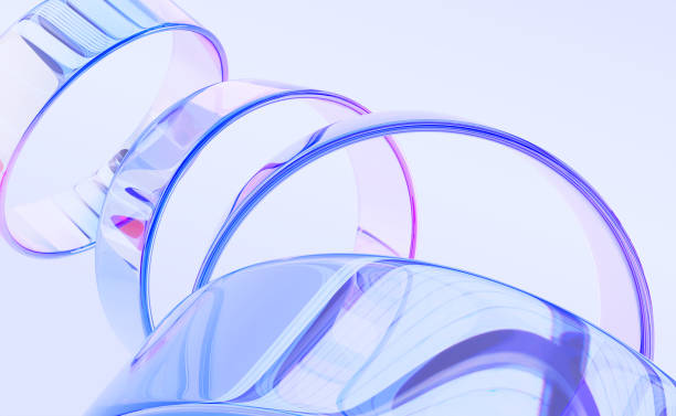 istock Abstract 3d background with liquid glass holographic transparent circle frames, rainbow color gradient, dispersion light. Iridescent crystal circular ring portal, dynamic tech banner 2196561909
