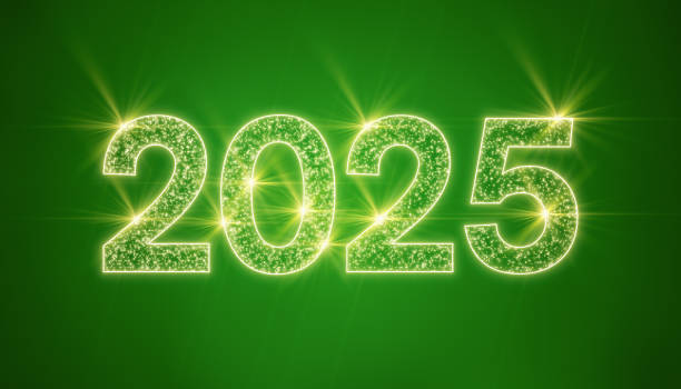 istock Illustration of abstract neon light with the numbers 2025. 2196564514