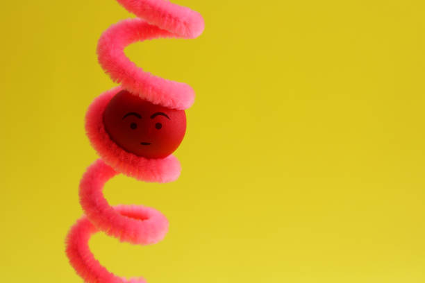 Sphere trapped in a spiral with an angry face