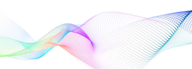 istock Colorful wave of streaming particles on a white background. Abstract background with dynamic elements of waves. 3d 2196566648