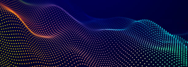 istock Wave of streaming particles on a light blue background. Abstract background with dynamic elements of waves and dots. 3d 2196566696