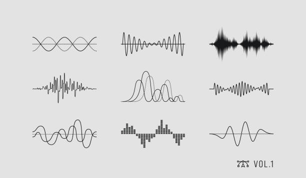 stockillustraties, clipart, cartoons en iconen met sound wave illustrations with editable stroke - frequentie