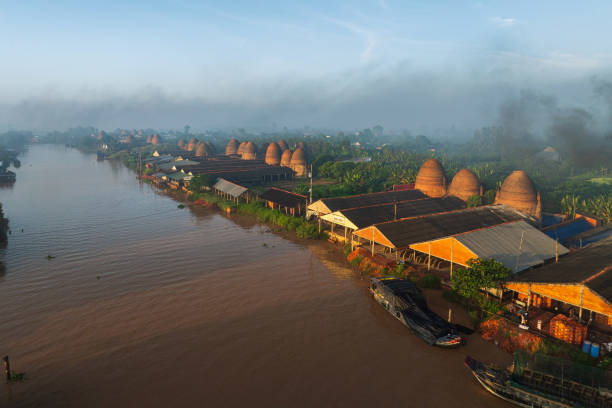 istock Drone view Mang Thit - The ancient village of bricks 2196578534