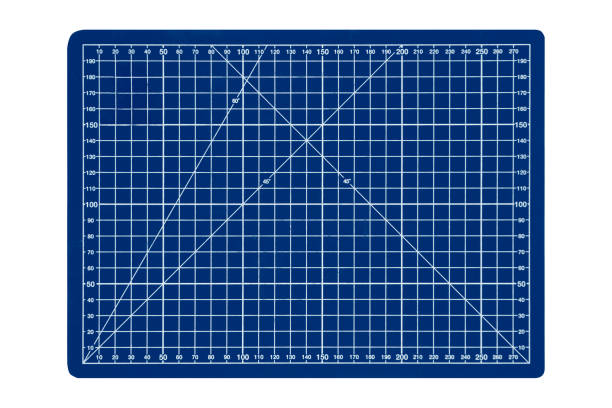 istock A small blue cutting mat with a white grid is isolated. Top view. 2196580679