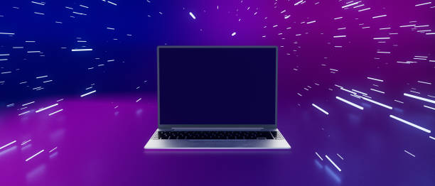 istock A laptop is shown in a purple background with a black screen 2196582306