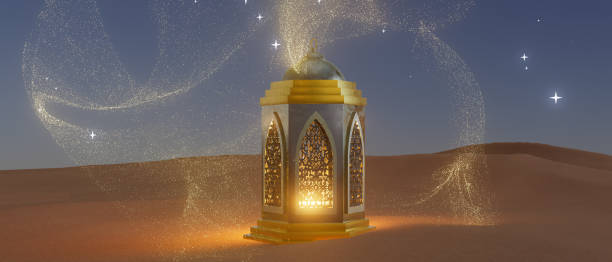 istock A lantern is lit in the desert at night 2196582412
