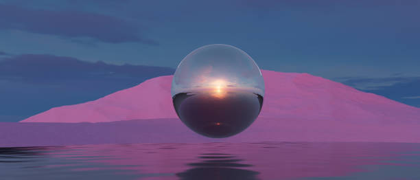istock A large, shiny, silver ball is floating in the water 2196582639