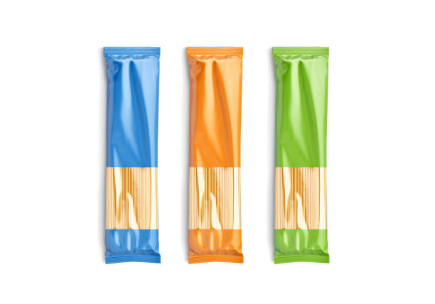 istock Blank colored paper transparent pack with spaghetti pasta mockup, isolated 2196582882