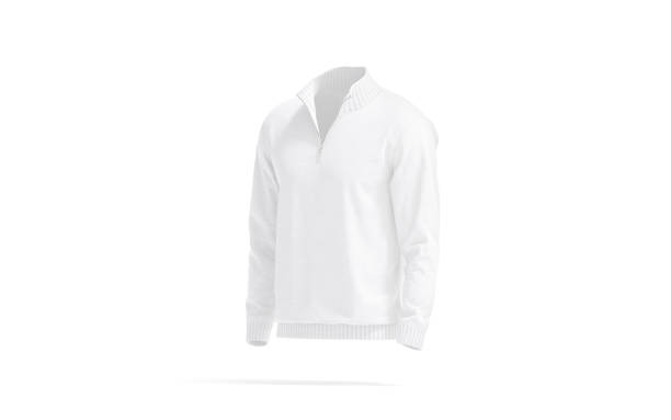 istock Blank white quarter zip sweater mockup, side view 2196583353
