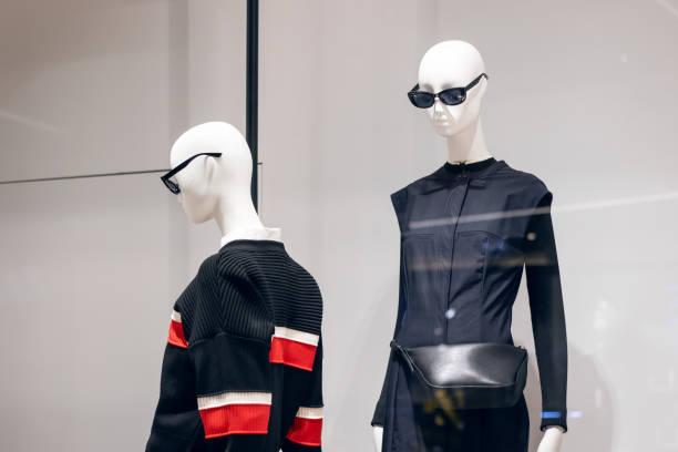 istock Female mannequin in gray jacket close up 2196584019