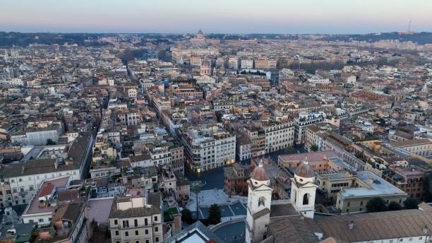 istock Rome at dawn. The historic center and Piazza di Spagna. 2196590358