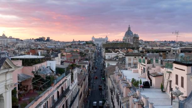 istock Via del Corso at dawn. Aerial view. Rome, Italy. 2196592453