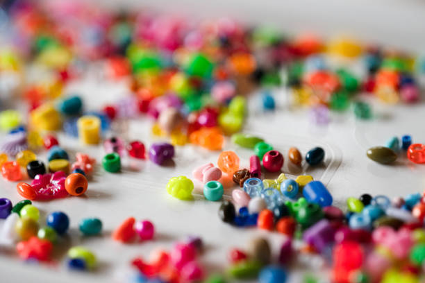 Detail of colorful plastic beads.