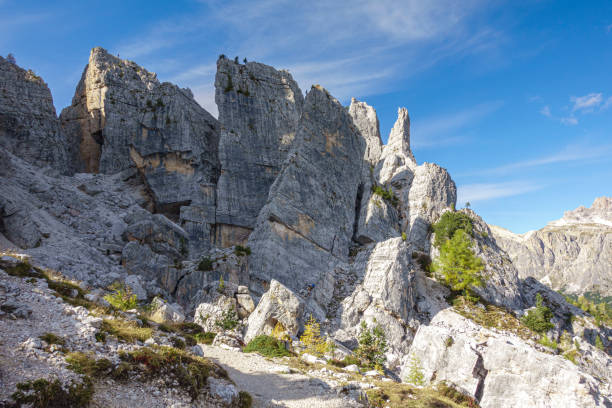 In the heart of the Dolomites, the mountains of Lagazuoi, Tofane, Cinque Torri