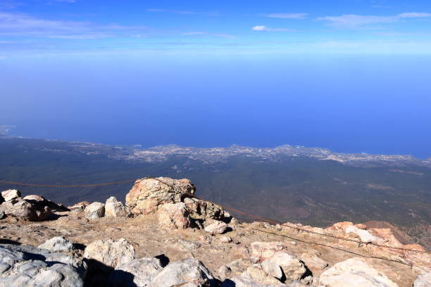 the aerial panoramic view from mount Teide at the Canary Islands, Tenerife, Spain