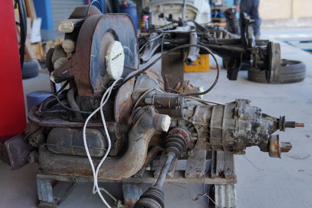 istock Chassis of a classic car without a body during restoration. 2196613507